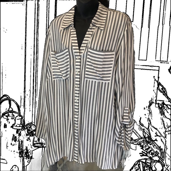 Ruby Rd. Tops - Ruby Rd. Striped Blouse with Pockets Classic Shirt